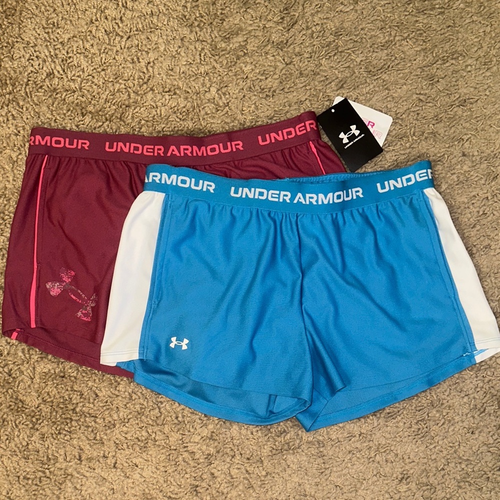 NWT Under Armour Tech Play Up Blue & Pink Shorts - Bundle of 2 (Youth XL)